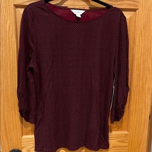 Liz Claiborne burgundy/black womens large blouse NWT